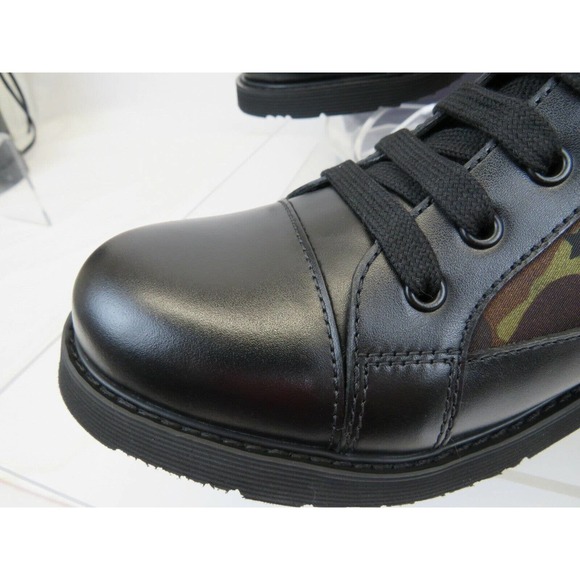 NIB PRADA 0T0782 CAMOUFLAGE GREEN LEATHER CAP TOE LACE UP COMBAT BOOTS 36 US 6 - Picture 8 of 12